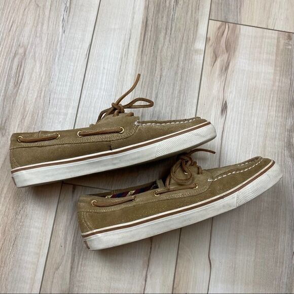 Sperry Top Slider Boat Tan Gold Metallic 9.5 - Picture 3 of 6
